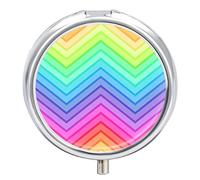Pastillero con diseño de arco iris y rayas, 2 compartimentos, portátil, pastillero de viaje