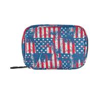 Pastillero con diseño de banderas americanas vintage, organizador semanal con cremallera, para viajes, medicamentos, pastillero, 7 días