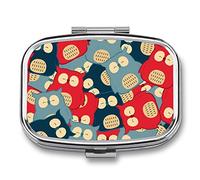 Pastillero con diseño de búhos, bonito pastillero diario, organizador de pastillas, 2 compartimentos