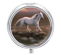 Pastillero con diseño de caballo corriendo puesta de sol lindo diario pastillero organizador 2 compartimentos