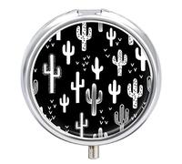 Pastillero con diseño de cactus con 2 compartimentos, organizador de pastillas de viaje