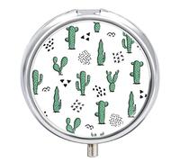 Pastillero con diseño de cactus verde y pastillero con 2 compartimentos