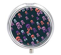 Pastillero con diseño de calavera, 2 compartimentos, portátil, organizador de pastillas de viaje