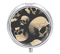 Pastillero con diseño de calavera retro, dispensador de vitaminas y medicamentos para bolsillo o bolso