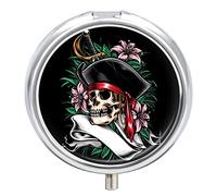 Pastillero con diseño de calavera y flores náuticas