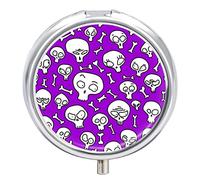 Pastillero con diseño de calavera y hueso, 2 compartimentos, portátil, organizador de pastillas de viaje