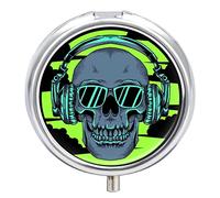Pastillero con diseño de calavera y pastillero, organizador de 2 compartimentos