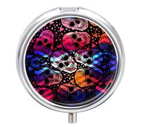 Pastillero con diseño de calavera y pastillero, organizador de 2 compartimentos