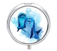 Pastillero con diseño de delfines y pastillero, organizador de 2 compartimentos