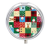 Pastillero con diseño de elementos de Feliz Navidad, 2 compartimentos, portátil, pastillero de viaje