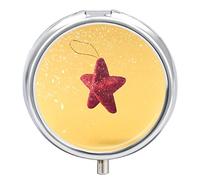 Pastillero con diseño de estrella, decoración de Navidad, 2 compartimentos, pastillero portátil