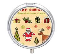 Pastillero con diseño de Feliz Navidad, bonito pastillero diario, organizador de pastillas, 2 compartimentos