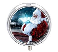 Pastillero con diseño de Feliz Navidad, bonito pastillero diario, organizador de pastillas, 2 compartimentos