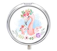 Pastillero con diseño de flamenco, diseño de flores, 2 compartimentos