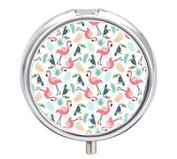 Pastillero con diseño de flamencos y tucanes, bonito pastillero diario, organizador de pastillas, 2 compartimentos