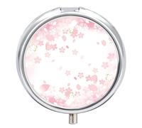 Pastillero con diseño de flores de cerezo, 2 compartimentos, portátil, organizador de pastillas de viaje