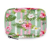 Pastillero con diseño de flores de hibisco tropical, organizador de pastillas, estuche de medicina de viaje con cremallera, bolsa de almacenamiento diario de vitaminas, portátil, 8 ranuras, pastillero