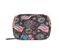 Pastillero con diseño de fuegos artificiales y acuarelas, diseño de bandera americana, con compartimentos desmontables, organizador de pastillas pequeño acoplable