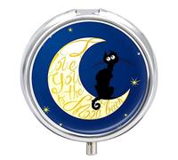 Pastillero con diseño de gato y luna, diseño de paisaje de gato y luna, 2 compartimentos