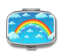 Pastillero con diseño de gotas de lluvia con 2 compartimentos, organizador de medicamentos, portátil, cuadrado, para bolsillo, pastillero de viaje para bolso