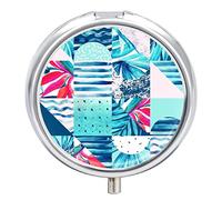 Pastillero con diseño de hojas, bonito pastillero diario, organizador de pastillas, 2 compartimentos