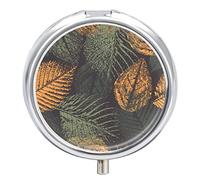 Pastillero con diseño de hojas, bonito pastillero diario, organizador de pastillas, 2 compartimentos