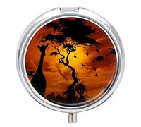 Pastillero con diseño de jirafa y animales de puesta de sol, 2 compartimentos