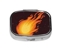Pastillero con diseño de llama de bola de fuego roja, 2 compartimentos, organizador portátil