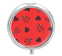 Pastillero con diseño de mariquita y corazones de mariquita y mariquita