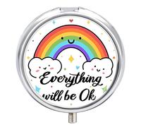 Pastillero con diseño de nubes de arco iris, bonito pastillero diario, organizador de pastillas, 2 compartimentos