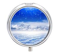 Pastillero con diseño de nubes y galaxia de cielo, bonito pastillero, organizador de 2 compartimentos