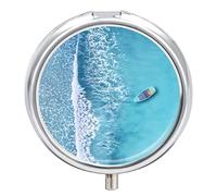 Pastillero con diseño de olas y barco, diseño de paisaje marino, 2 compartimentos