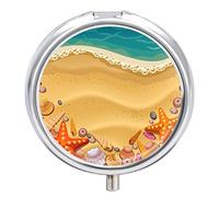 Pastillero con diseño de paisaje de playa y pastillero, organizador de 2 compartimentos