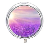 Pastillero con diseño de paisaje de puesta de sol y lavanda, 2 compartimentos