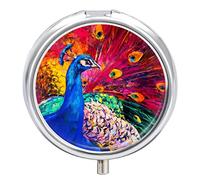 Pastillero con diseño de pavo real, 2 compartimentos