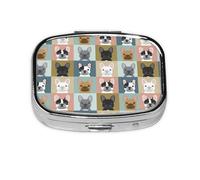 Pastillero con diseño de perro bulldog francés, 2 compartimentos, organizador portátil