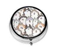 Pastillero con diseño de perro husky siberiano de dibujos animados, estuche para medicamentos con 3 compartimentos, organizador portátil