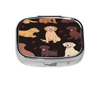 Pastillero con diseño de perro Labrador Retriever de chocolate, pastillero de viaje, organizador de píldoras cuadrado pequeño para bolso y regalos de bolsillo