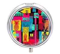 Pastillero con diseño de piña, 2 compartimentos, portátil, organizador de pastillas de viaje