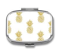 Pastillero con diseño de piña, 2 compartimentos, portátil, organizador de pastillas de viaje