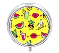 Pastillero con diseño de piña, plátano, pastillero diario, 2 compartimentos