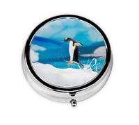 Pastillero con diseño de pingüino, 3 compartimentos, organizador portátil