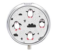 Pastillero con diseño de pingüinos y 2 compartimentos