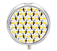 Pastillero con diseño de pingüinos y tabla de surf, bonito pastillero, organizador de 2 compartimentos