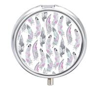 Pastillero con diseño de plumas de pájaro, organizador de pastillas con 2 compartimentos