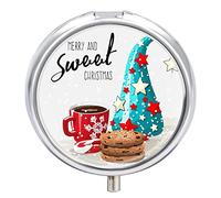 Pastillero con diseño de sombrero de Navidad con estampado de café, bonito pastillero diario, 2 compartimentos