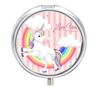 Pastillero con diseño de unicornio, arcoíris, nube, lindo pastillero, organizador de pastillas, 2 compartimentos