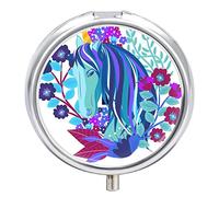 Pastillero con diseño de unicornio, diseño de flores, 2 compartimentos
