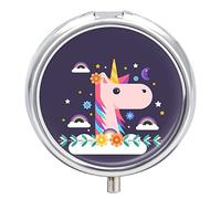 Pastillero con diseño de unicornio, lindo pastillero, organizador de pastillas, 2 compartimentos