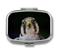 Pastillero Con Espejo Búho Lindo Pastillero Con 2 Compartimentos, Dispensador De Metal Cuadrado Portátil A De Humedad, Caja De Almacenamiento